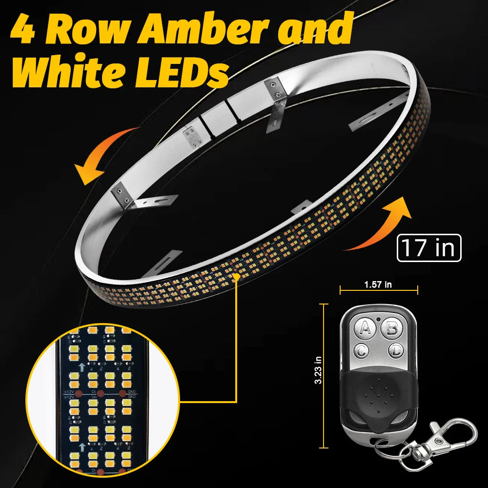 Kingshowstar 4-Row Yellow & White LED Car Wheel Lights with Remote  Dual Color Switch Back Wheel Rings Light for Truck Car