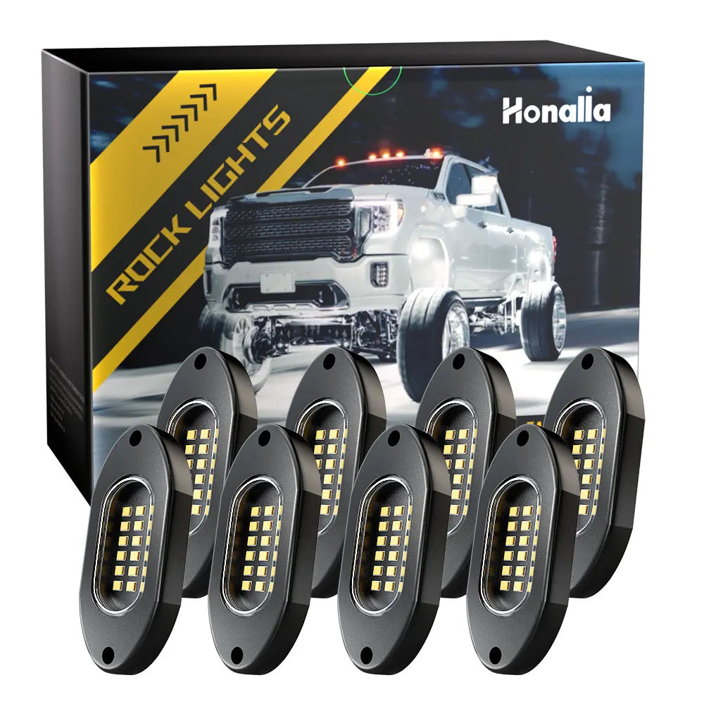 4/6/8/12 Rock Lights LED for Off road Truck SUV 4x4 ATV Jeep Neon Underbody Trail Rig Light Chassis Light Undergolw 12V（ White）