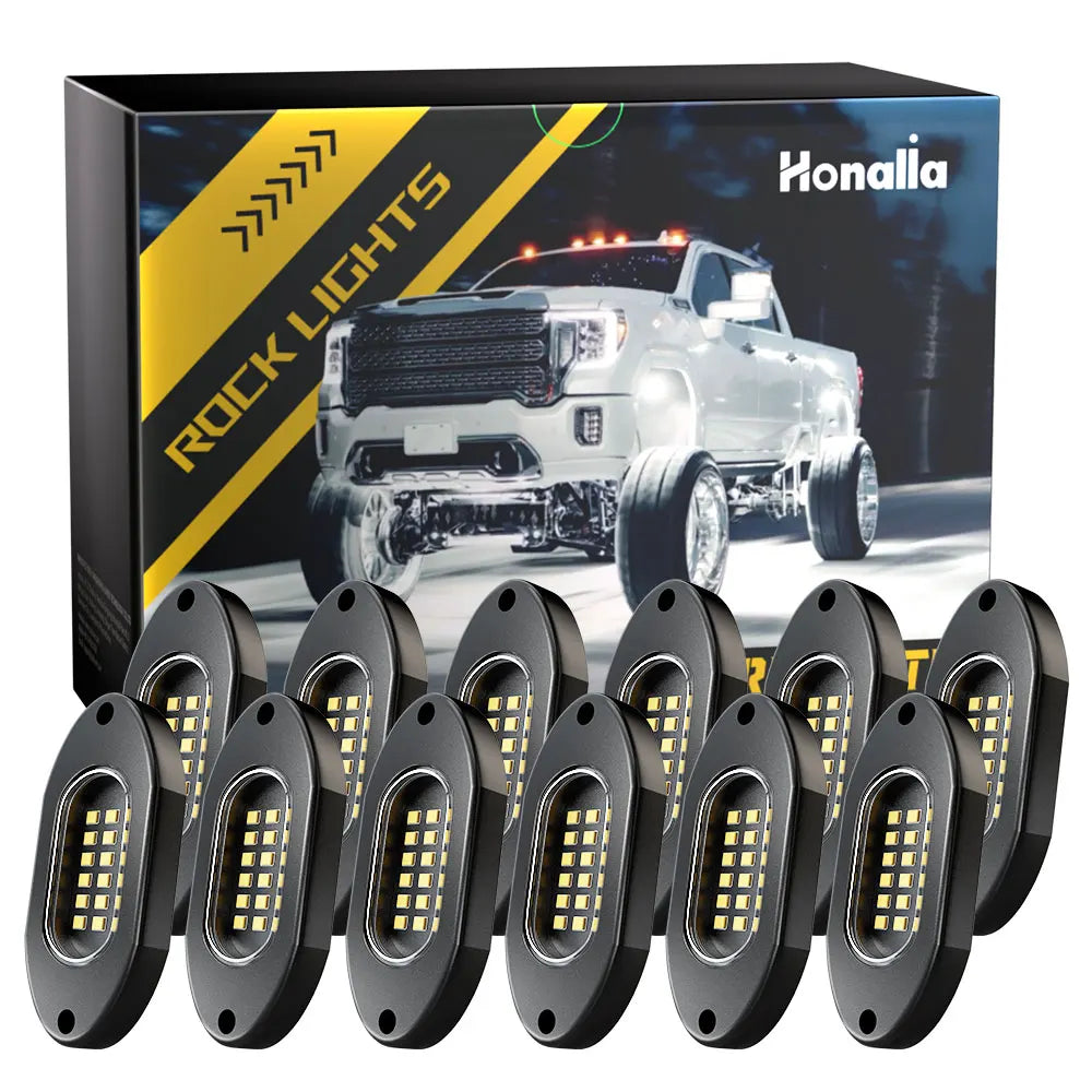 4/6/8/12 Rock Lights LED for Off road Truck SUV 4x4 ATV Jeep Neon Underbody Trail Rig Light Chassis Light Undergolw 12V（ White）